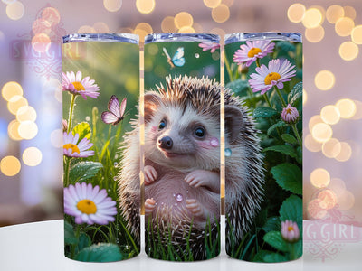 Cute Daisy Hedgehog Tumbler, Pink Floral Tumbler, Cute Hedgehog 20oz Wrap, Sublimation Design, Animal Lover Gift, Adorable Hedgehog Wrap, Whimsical Daisy Tumbler Sublimation SvggirlplusArt 