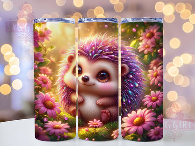 Cute Daisy Hedgehog Tumbler, Pink Floral Tumbler, Cute Hedgehog 20oz Wrap, Sublimation Design, Animal Lover Gift, Adorable Hedgehog Wrap, Whimsical Daisy Tumbler Sublimation SvggirlplusArt 