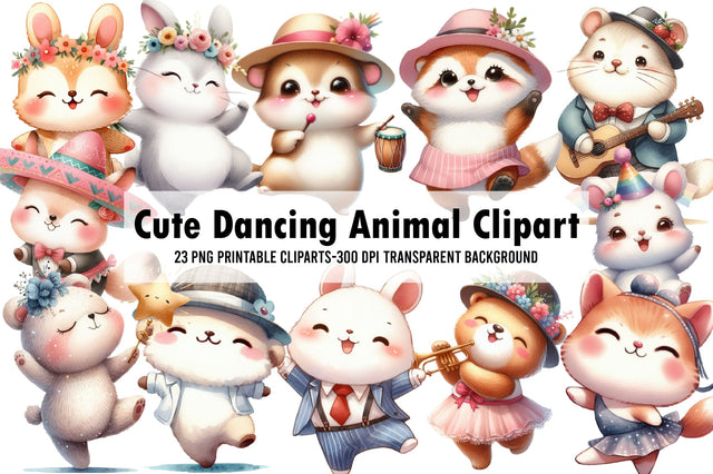 Cute Dancing Animal Clipart Sublimation Rupkotha 