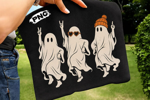 Cute Dancing Halloween Ghost PNG Design SVG DesignDestine 