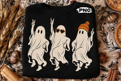 Cute Dancing Halloween Ghost PNG Design SVG DesignDestine 