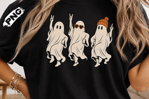 Cute Dancing Halloween Ghost PNG Design SVG DesignDestine 