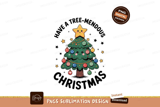 Cute decorated christmas tree with star image Sublimation Designangry 