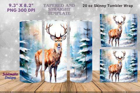 Cute Deer Christmas Tumbler Wrap | 20 oz Skinny Tumbler Wrap Sublimation Christmas Design Sublimation Sublimatiz Designs 