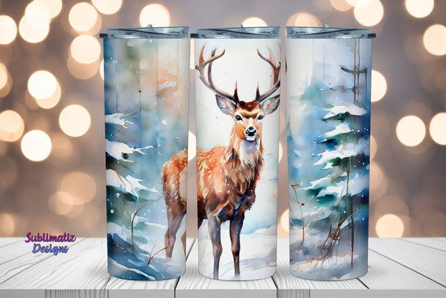Cute Deer Christmas Tumbler Wrap | 20 oz Skinny Tumbler Wrap Sublimation Christmas Design Sublimation Sublimatiz Designs 