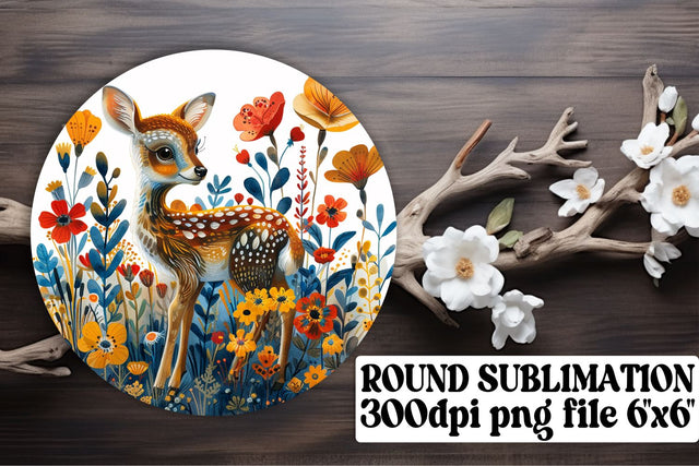 Cute Deer & Flower Design Sublimation Wrap Round Sublimation afrosvg 