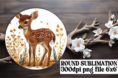 Cute Deer & Flower Wrap Round Design Sublimation Watercolor Sublimation afrosvg 
