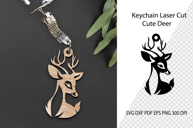 Cute Deer Keychain Laser Cut. Deer Silhouette SVG. SVG Samaha Design 