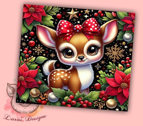 Cute Deer Tumbler Design, Christmas Deer Wrap, 20oz Sublimation Design, Holiday Drinkware, Festive Deer Art, Winter Tumbler Wrap, Digital Download Sublimation Lara' s Designs 