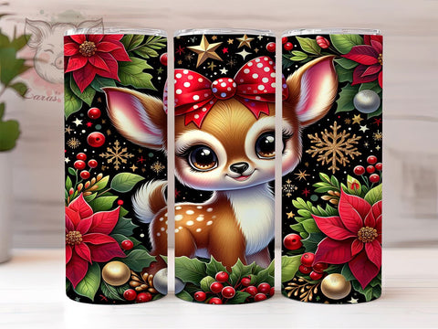 Cute Deer Tumbler Design, Christmas Deer Wrap, 20oz Sublimation Design, Holiday Drinkware, Festive Deer Art, Winter Tumbler Wrap, Digital Download Sublimation Lara' s Designs 