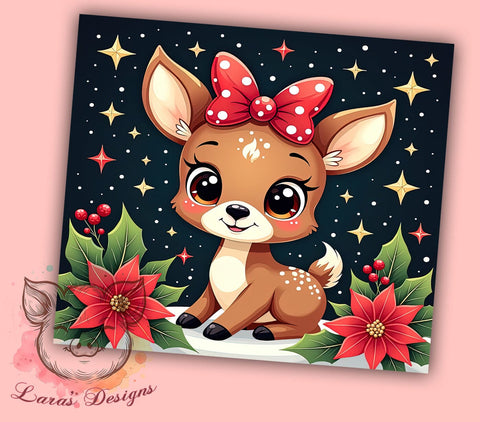 Cute Deer Tumbler Design, Christmas Deer Wrap, 20oz Sublimation Design, Holiday Drinkware, Festive Deer Art, Winter Tumbler Wrap, Digital Download Sublimation Lara' s Designs 