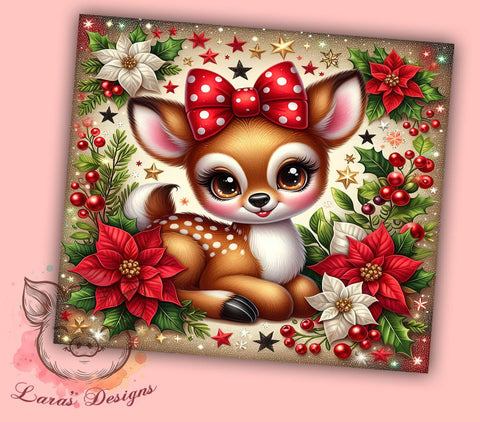 Cute Deer Tumbler Design, Christmas Deer Wrap, 20oz Sublimation Design, Holiday Drinkware, Festive Deer Art, Winter Tumbler Wrap, Digital Download Sublimation Lara' s Designs 