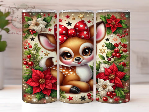 Cute Deer Tumbler Design, Christmas Deer Wrap, 20oz Sublimation Design, Holiday Drinkware, Festive Deer Art, Winter Tumbler Wrap, Digital Download Sublimation Lara' s Designs 