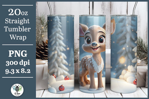Cute Deer Tumbler Wrap | Holiday Sublimation PNG Sublimation B Renee Design 