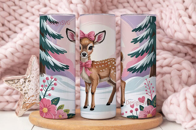 Cute Deer Winter Tumbler Wrap Sublimation DesignSVG 