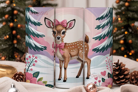 Cute Deer Winter Tumbler Wrap Sublimation DesignSVG 