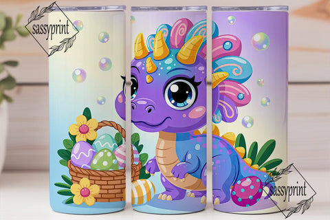 Cute Dino Easter 20oz Tumbler Wrap Sublimation sassyprint 