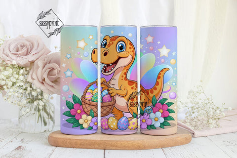 Cute Dino Easter 20oz Tumbler Wrap Sublimation sassyprint 