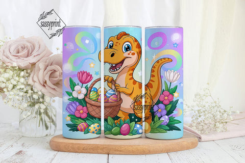 Cute Dino Easter 20oz Tumbler Wrap Sublimation sassyprint 