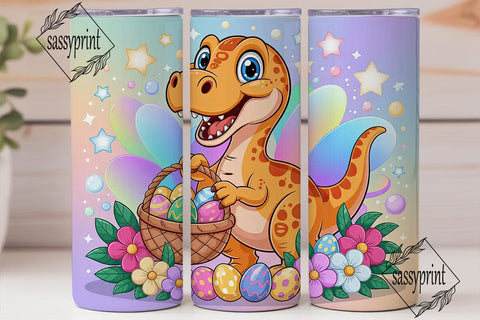 Cute Dino Easter 20oz Tumbler Wrap Sublimation sassyprint 