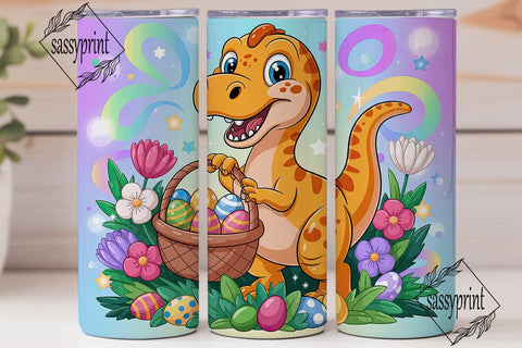 Cute Dino Easter 20oz Tumbler Wrap Sublimation sassyprint 
