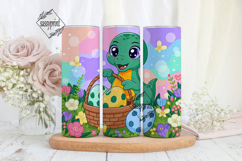 Cute Dino Easter Basket 20oz Tumbler Sublimation sassyprint 