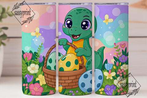 Cute Dino Easter Basket 20oz Tumbler Sublimation sassyprint 