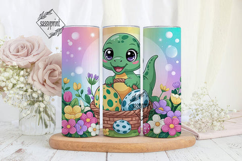 Cute Dino Easter Basket 20oz Tumbler Sublimation sassyprint 