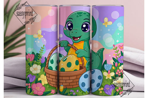 Cute Dino Easter Basket 20oz Tumbler Sublimation sassyprint 