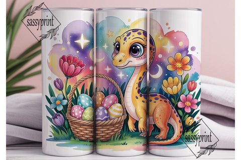 Cute Dino Easter Eggs 20oz Tumbler Wrap Sublimation sassyprint 
