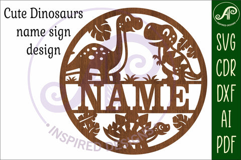 Cute dinos name sign svg laser SVG APInspireddesigns 