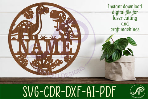 Cute dinos name sign svg laser SVG APInspireddesigns 