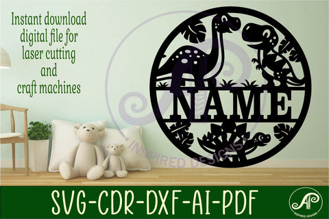 Cute dinos name sign svg laser SVG APInspireddesigns 