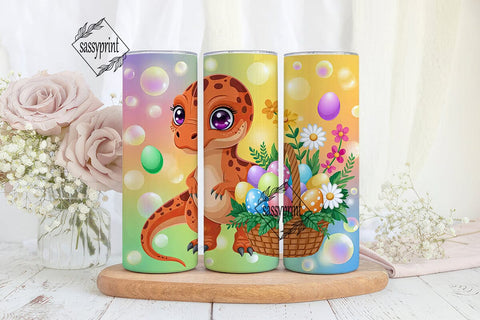 Cute Dinosaur Easter Eggs Tumbler Wrap Sublimation sassyprint 