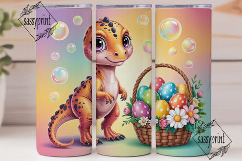 Cute Dinosaur Easter Eggs Tumbler Wrap Sublimation sassyprint 