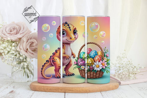 Cute Dinosaur Easter Eggs Tumbler Wrap Sublimation sassyprint 