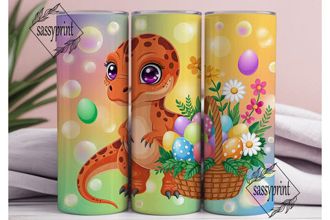Cute Dinosaur Easter Eggs Tumbler Wrap Sublimation sassyprint 
