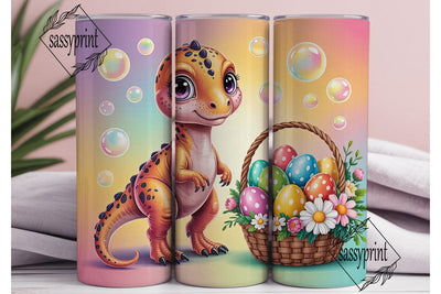 Cute Dinosaur Easter Eggs Tumbler Wrap Sublimation sassyprint 