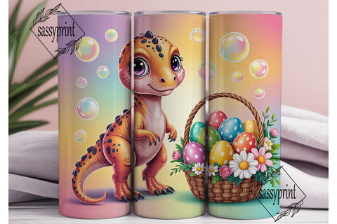 Cute Dinosaur Easter Eggs Tumbler Wrap Sublimation sassyprint 