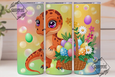 Cute Dinosaur Easter Eggs Tumbler Wrap Sublimation sassyprint 