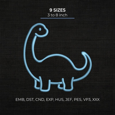 Cute Dinosaur Embroidery Design – Minimal Brontosaurus Applique Outline Machine Embroidery File Embroidery/Applique DESIGNS PatternFeed8 