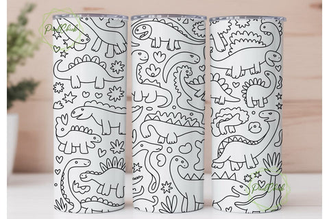 Cute Dinosaur Pastel Pattern Tumbler Sublimation PixelChick 