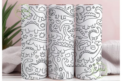 Cute Dinosaur Pastel Pattern Tumbler Sublimation PixelChick 