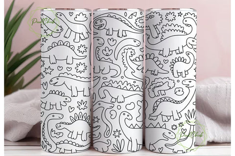 Cute Dinosaur Pastel Pattern Tumbler Sublimation PixelChick 