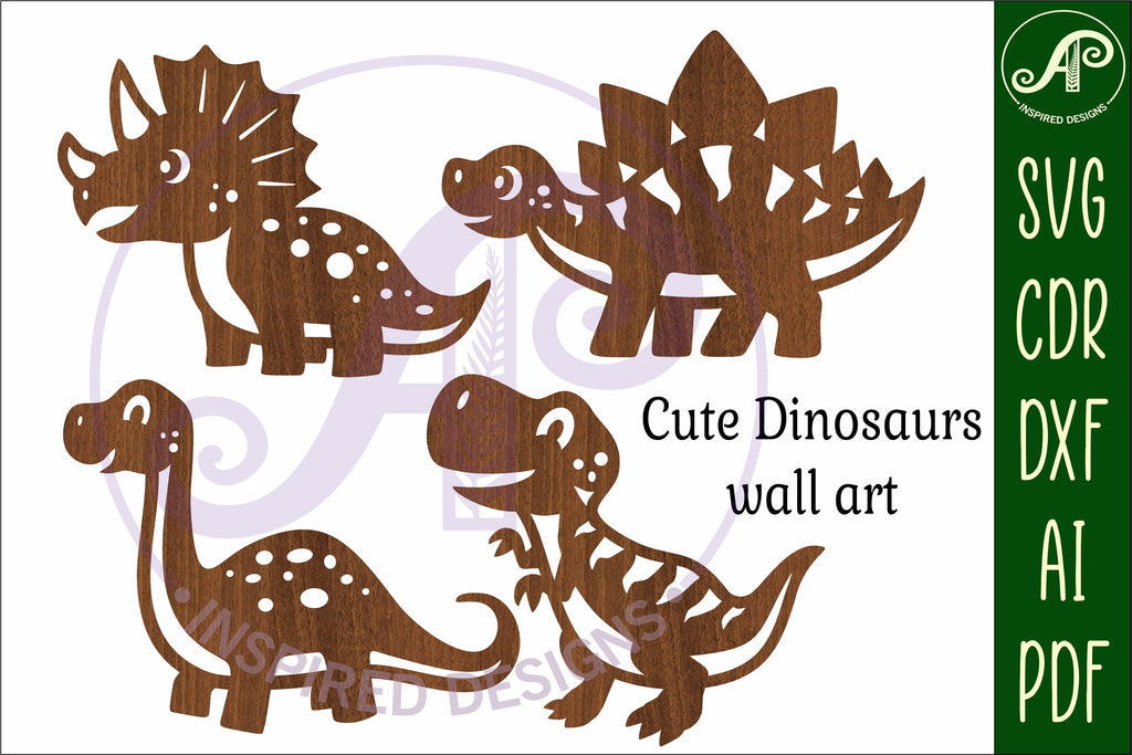 cute Dinosaur Silhouette laser cut wall art - So Fontsy