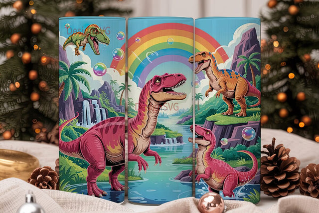 Cute Dinosaur Tumbler Wrap PNG Sublimation DesignSVG 