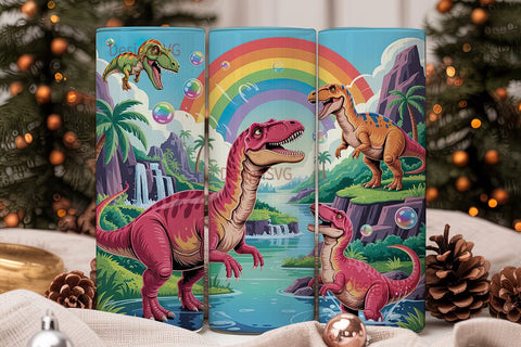 Cute Dinosaur Tumbler Wrap PNG Sublimation DesignSVG 