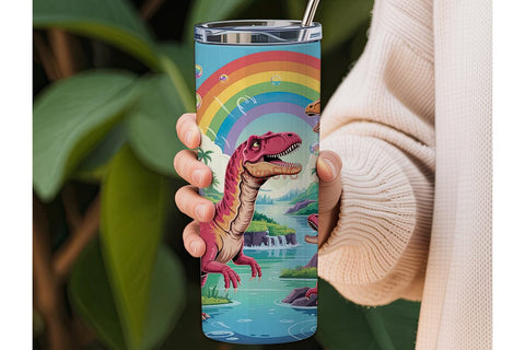 Cute Dinosaur Tumbler Wrap PNG Sublimation DesignSVG 