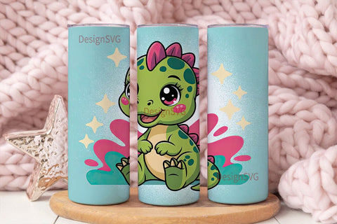 Cute Dinosaur Tumbler Wrap Sublimation DesignSVG 