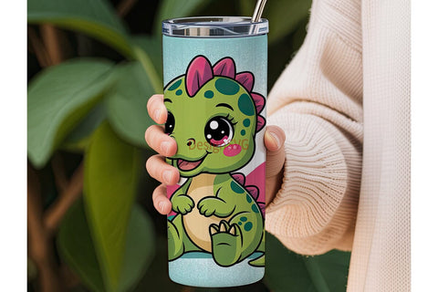 Cute Dinosaur Tumbler Wrap Sublimation DesignSVG 